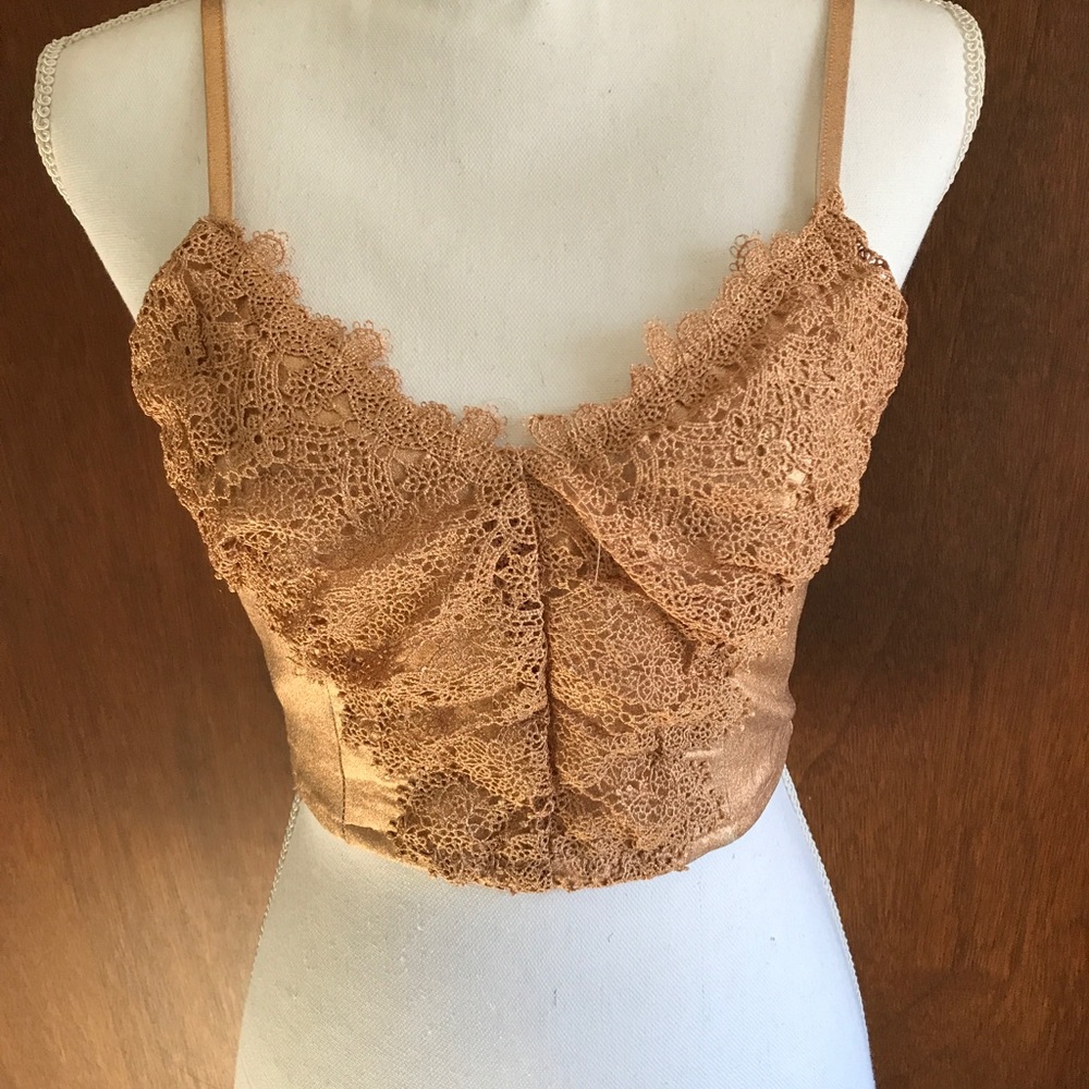 Gold lace crop top